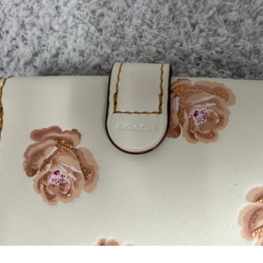 Coach Cream Leather Floral Small Flap Wallet D1880 #76946 - Picture 7 of 10